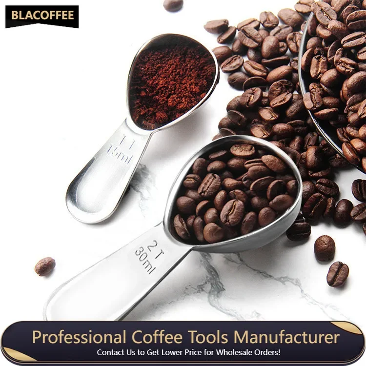 

Hot Sell Coffee Spoon 304 Stainless Steel Spoon Measuring Spoons 15ML/30ML Milk Powder Ice Cream Coffee Scoops with Scale