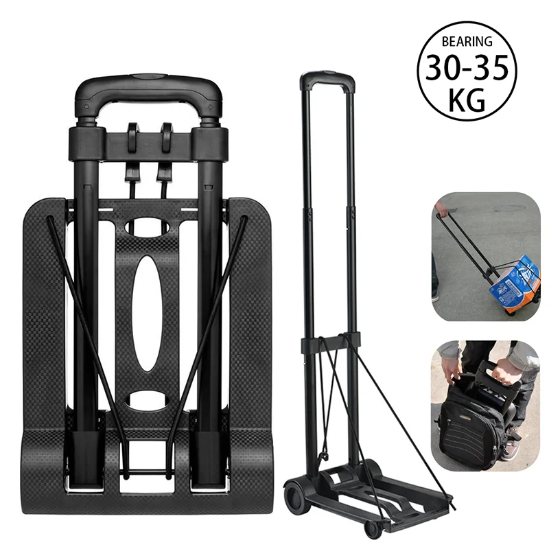 

Folding Luggage Cart Wheel Trolley 35kg Heavy Duty Barrow Portable Hand Sack Magic Trailer for Home Travel Shopping