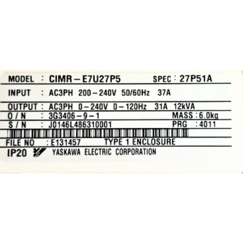 Yaskawa CIMR-E7U27P5 E7 Inverter New In Box Expedited Delivery