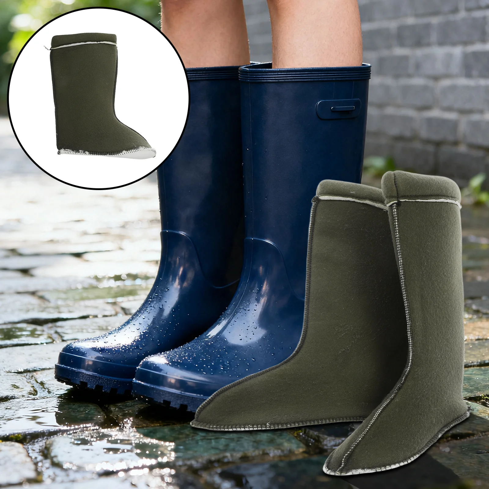 

1 Pair Waterproof Warm Rain Boot Liners Thick Thermal Insulated Inner Lining Detachable For Snowboarding Outdoor Work - Boot