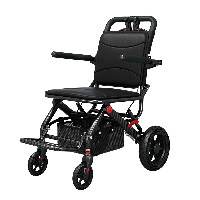 Elderly hand cart, foldable for commuting, shopping cart, elderly four-wheel anti fall and pushable soft chair