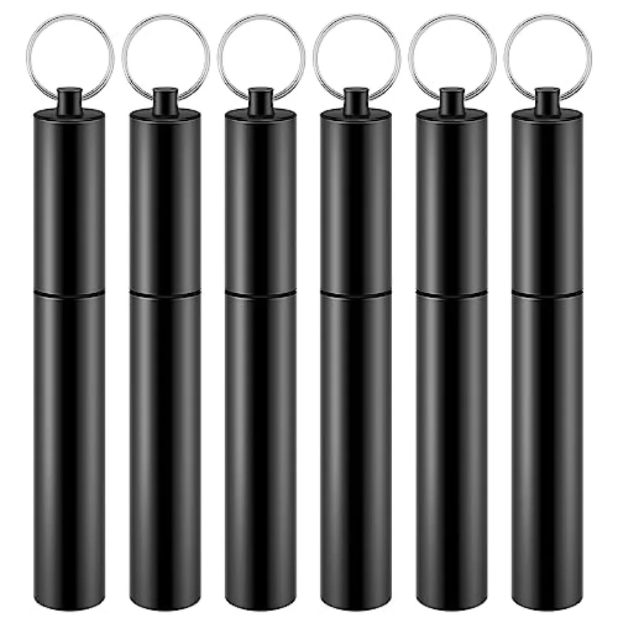 

6 Pcs Metal Storage Tube Toothpick Holders Airtight Aluminum Keychain Container Tubes - Portable Aluminum Alloy Waterproof Pill