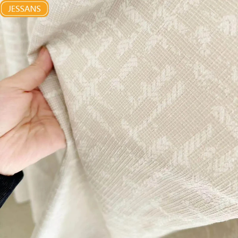 Butter Jacquard Lace Splicing Curtains for Living Room Bedroom Partition Curtain Door Curtain Customized Finished French Window