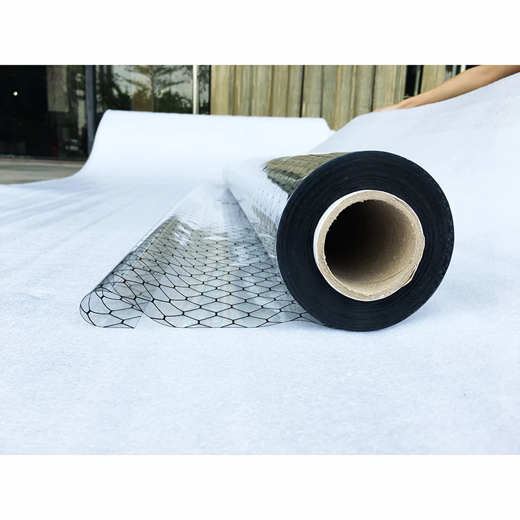 2025 Prodotti popolari Tenda stampata in carbonio PVC ESD Pellicola in PVC stile griglia trasparente Rotolo Tenda a griglia in PVC ESD per camere bianche