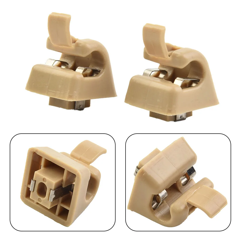 2Pcs Beige Sun Visor Clips Holders Sun Visor Buckle Beautiful Appearance, Simple Operation, Suitable For A Variety Of Models