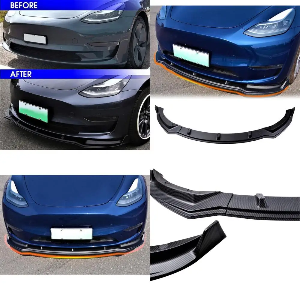 

Передний бампер, передний спойлер, переднее крыло, подходит для Tesla Model Y, аксессуары 2020 2021 2022 2023 2024 (матовый узор из углеродного волокна)