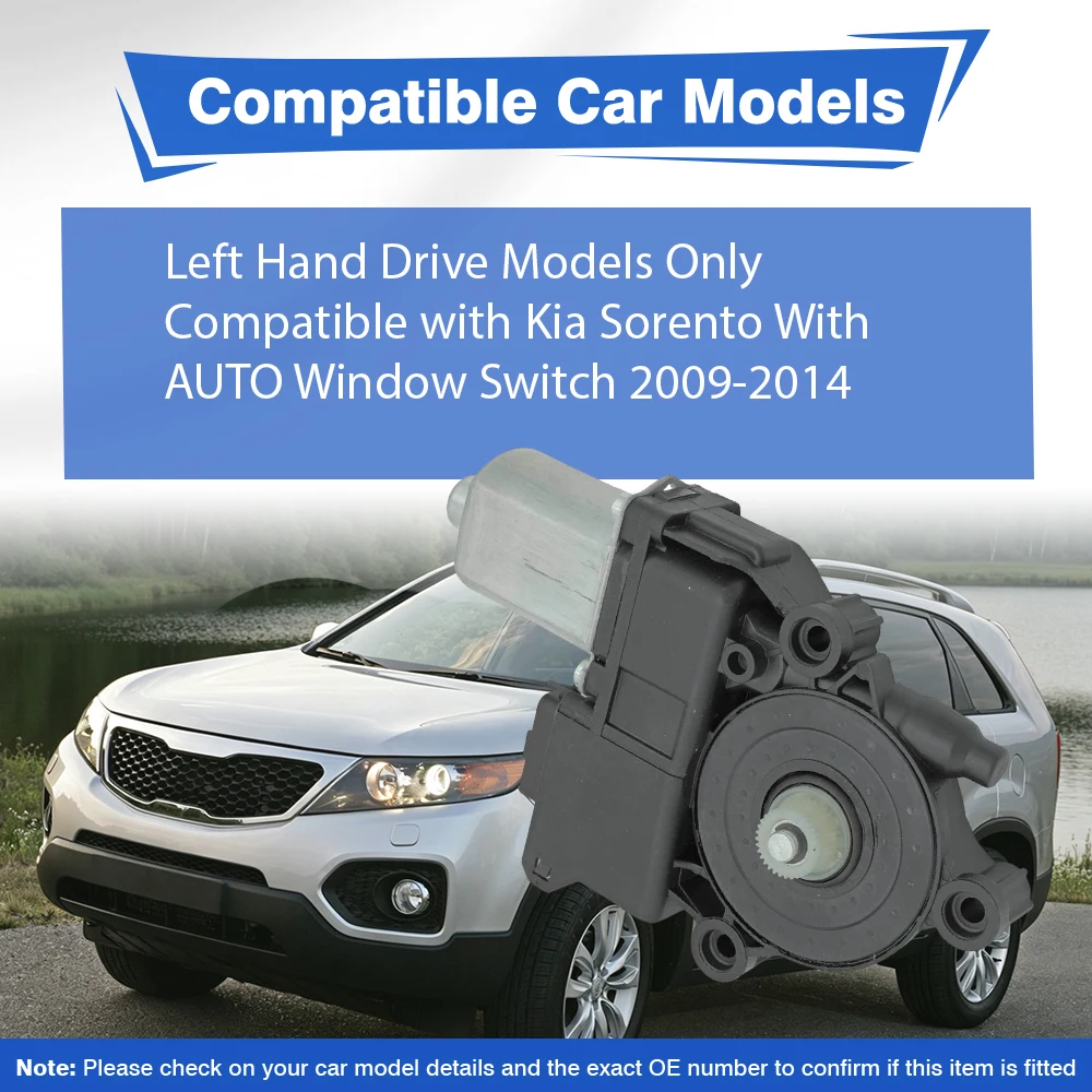 

6 Pins Front Left Power Window Regulator Lift Motor 82450-2P010, 824502P010 For Kia Sorento With AUTO Window Switch 2009-2014