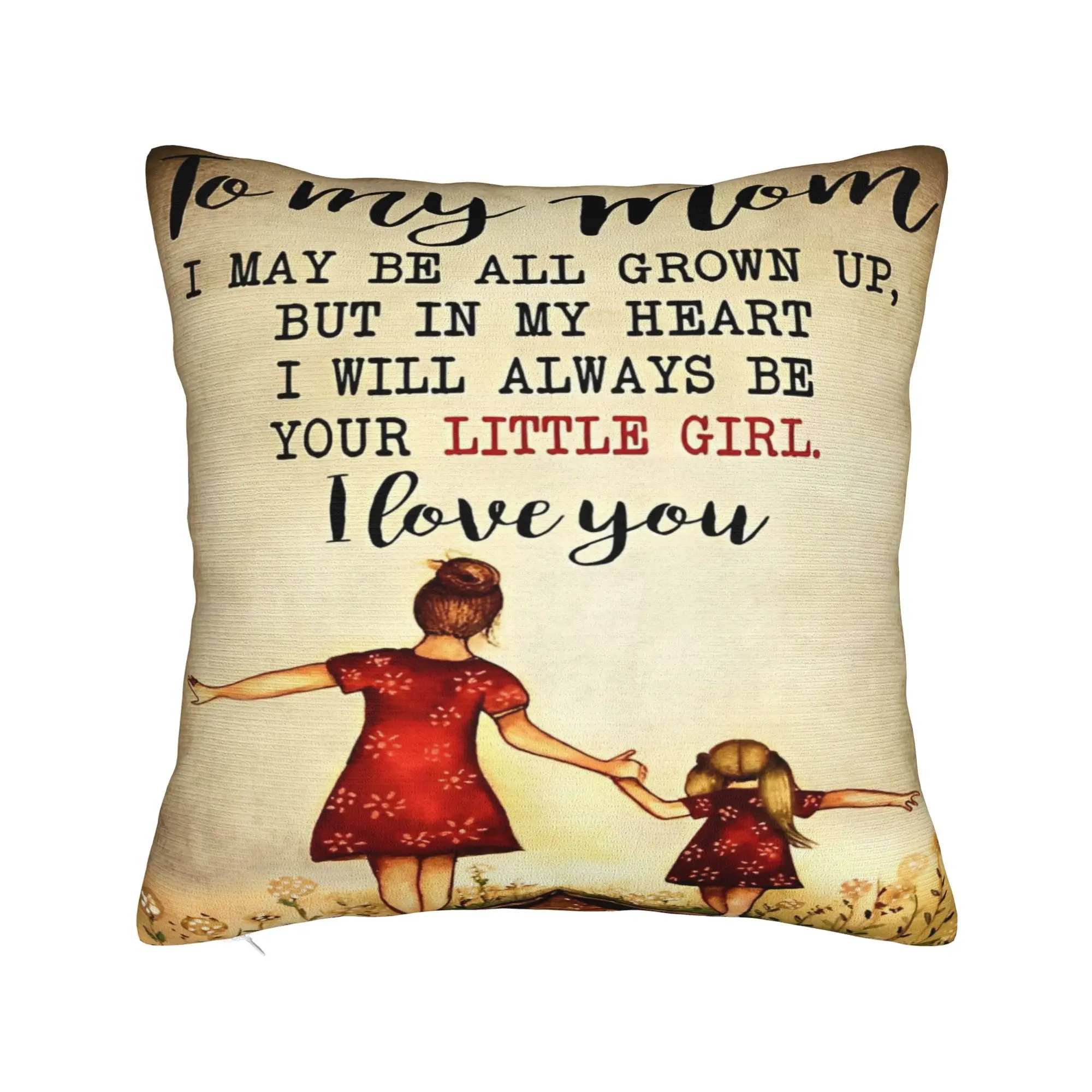 Happy Mother's Day  Pillowcase Polyester Cushion Cover Letter From Daughter Throw Pillow Case Cover Living Room Zippered 45*45cm