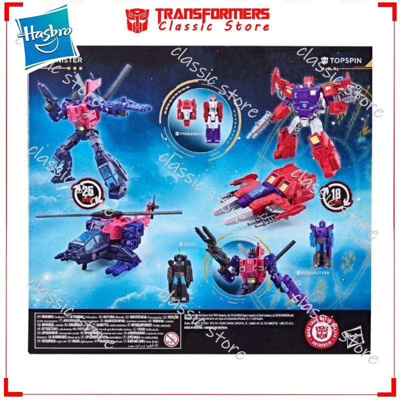 Em estoque clássico hasbro transformadores brinquedos idade dos primos spinister vs topspin cybertron autobots figuras de ação colecionáveis