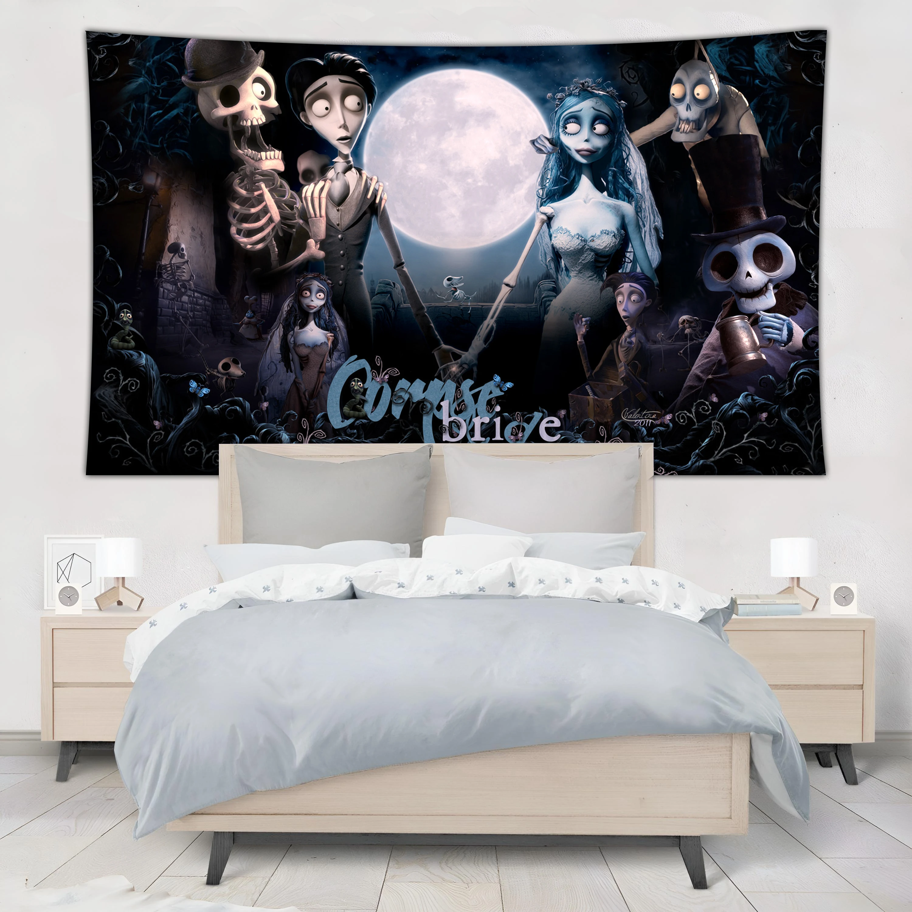 Psychedelic Corpse Bride Movie Tapestry Wall Hanging Art Home Decor Bohemia Dormitory Wall Hanging