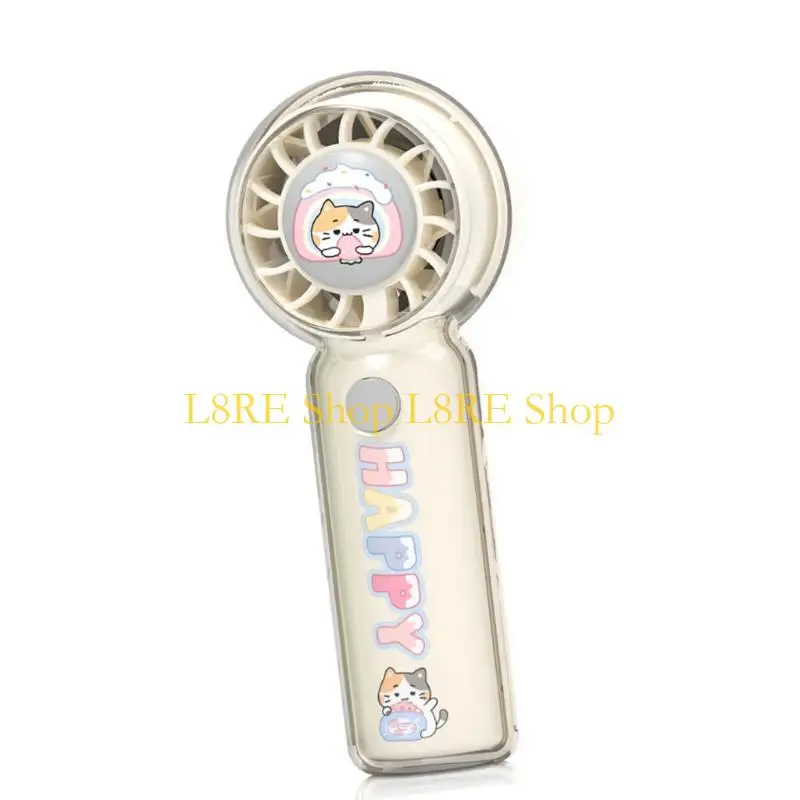 L8RE Small USB Rechargeable Handheld Fan in Cartoon Design for Hot Day Activity