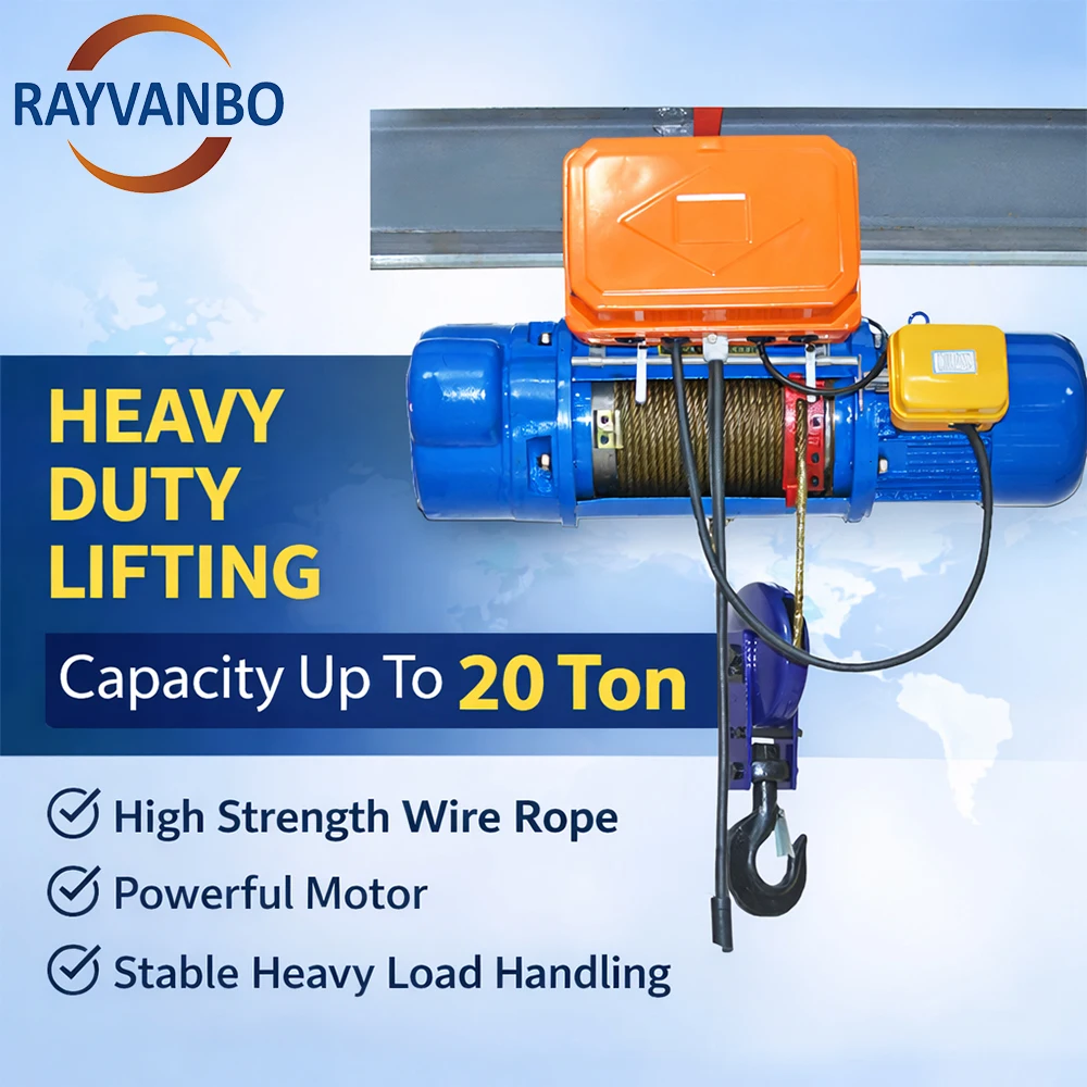 CD MD Electric Wire Rope Hoist 1 /2 /3 /5 /10 /20 Ton with Trolley for Single Girder Crane