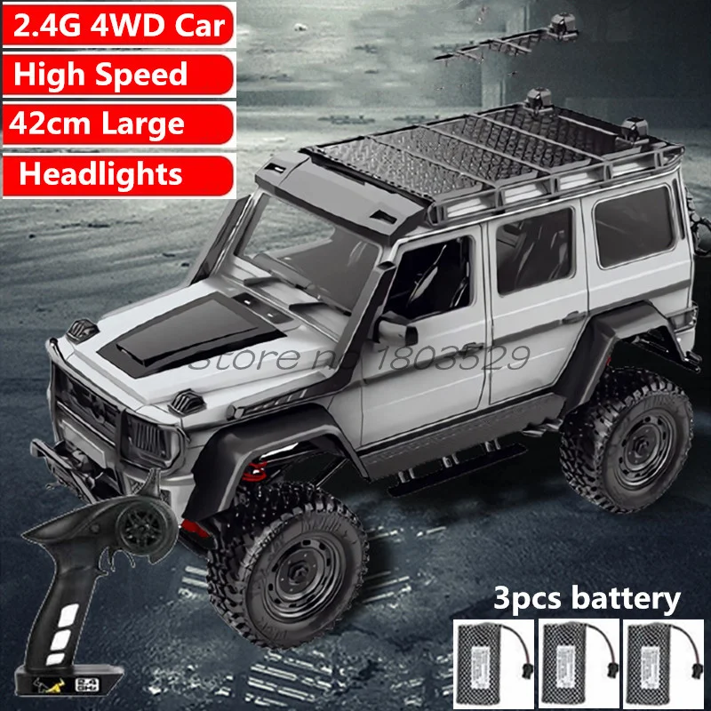 2.4G 4WD High Speed Remote Control Racing Car 42cm Large Size DIY Car Door can Open Flash Headlight Shockproof Alloy Car Toys