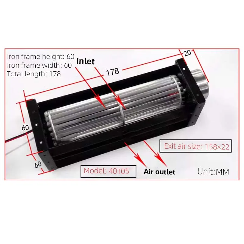 24V Brushless DC Cross Flow Blower 40cm Ball Bearing Quiet Large Airflow Ventilation Cooling Fan view 3