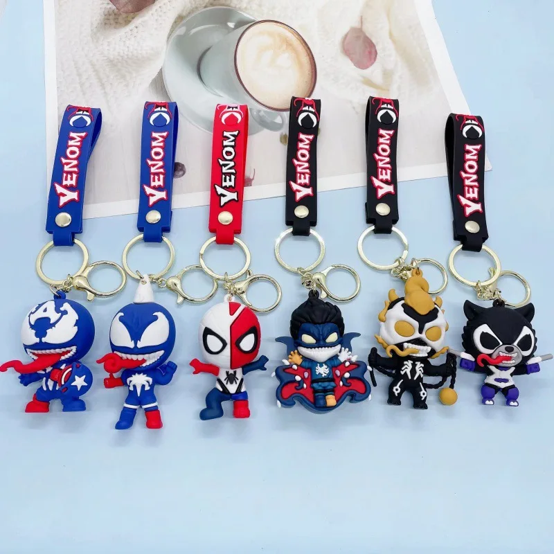 

New model Spiderman Doll Silicone Keychain Spider Keyrings for Backpack Accessories Men Car Pendant Key Holder