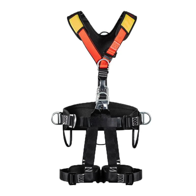 Full Body Five Point Safety Belt Emergency Rescue Equipment for Mountaineering Rock Climbing Rapid Descent Safety Rope Set