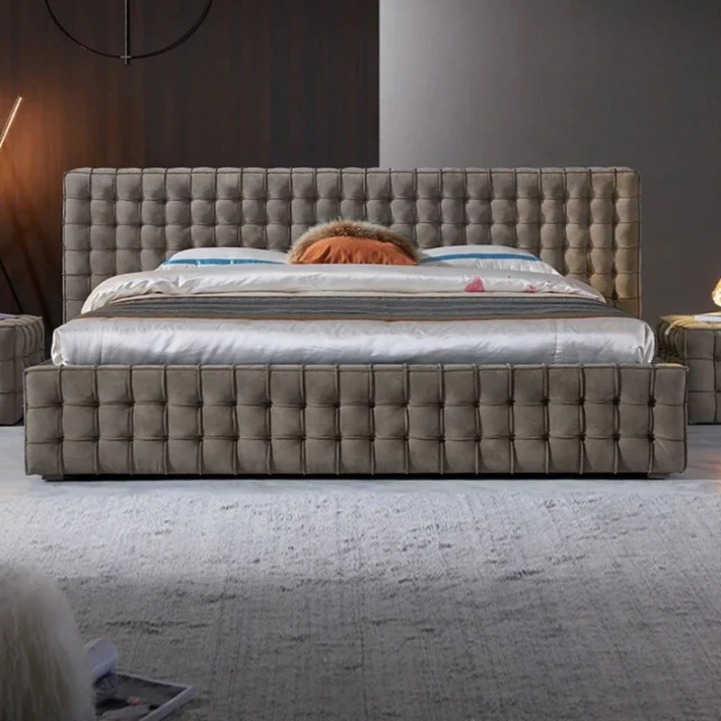 

Nordic style large double bed, tatami furniture square bed