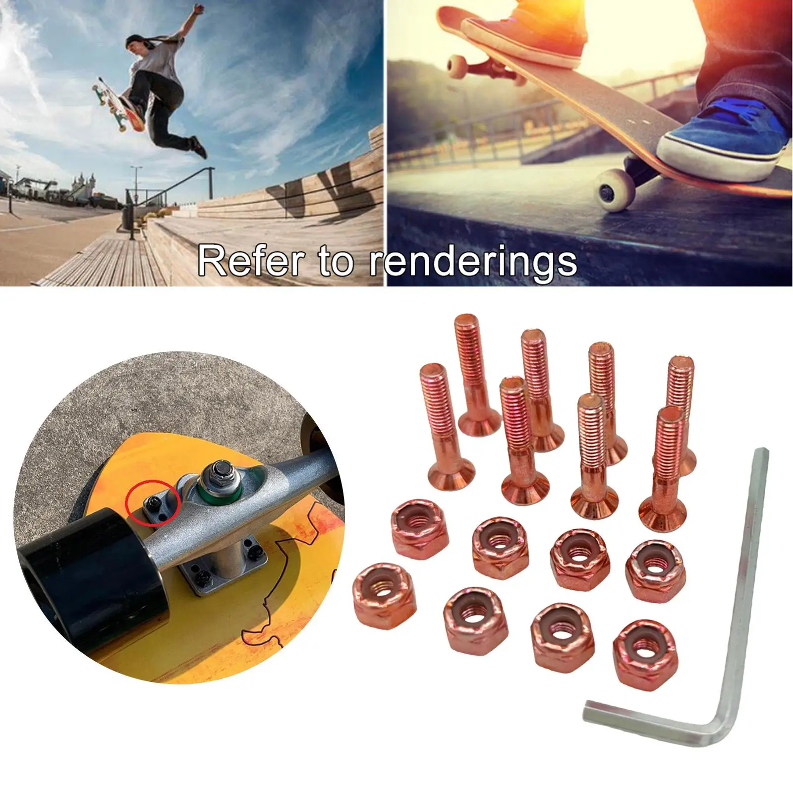 Juego de accesorios de repuesto para monopatín, accesorios de tornillos para Longboard, paquete de 2 a 6 unidades, 8 piezas