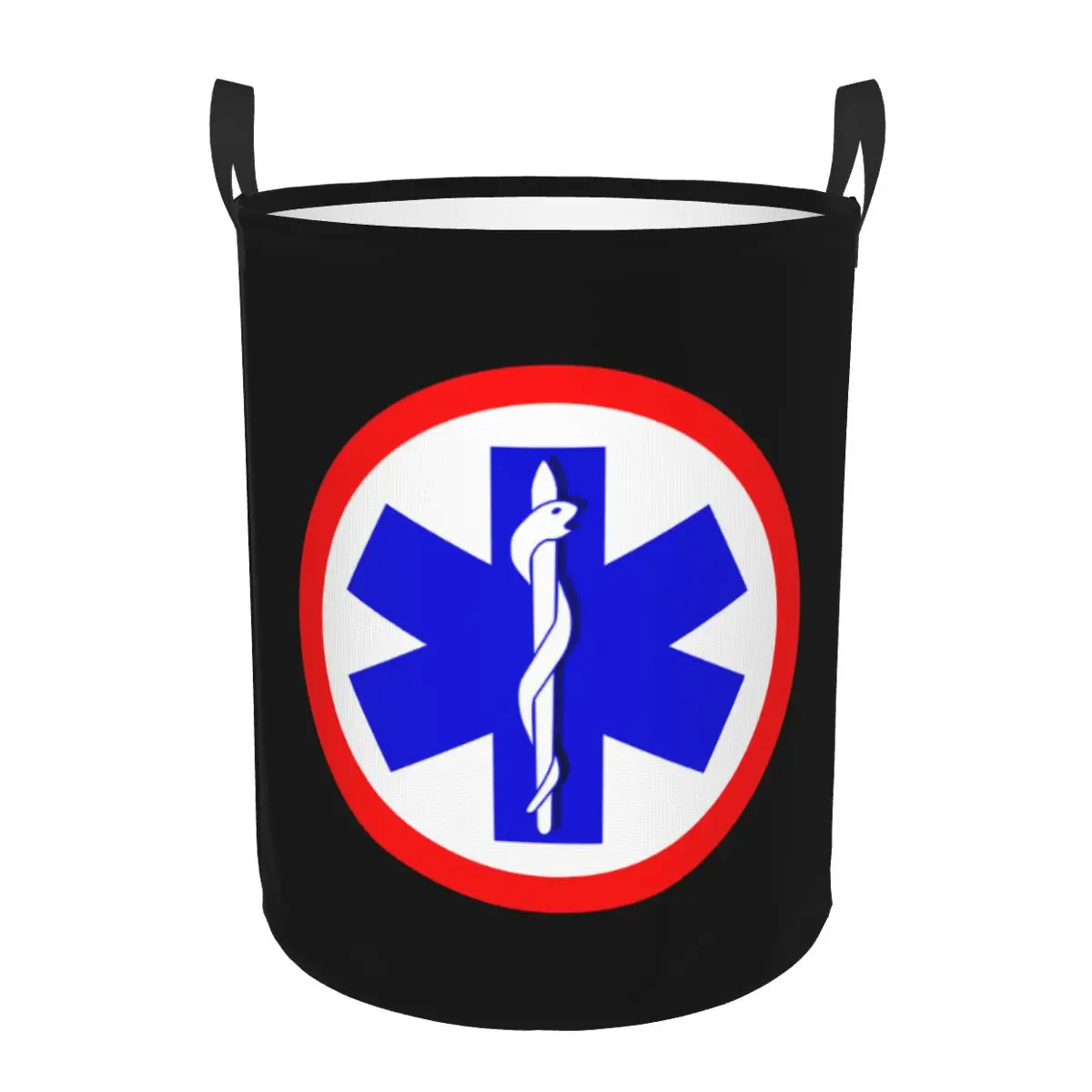 Paramedic Star Of Life Logo Laundry Basket Collapsible Emergency Medical EMT Baby Hamper for Nursery Toys Organizer Storage Bins