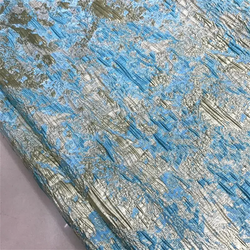 Golden Silk Three-Dimensional Relief Jacquard Fabric Ink Painting Evening Gown Jacket DIY Handmade Clothing Fabric Dress