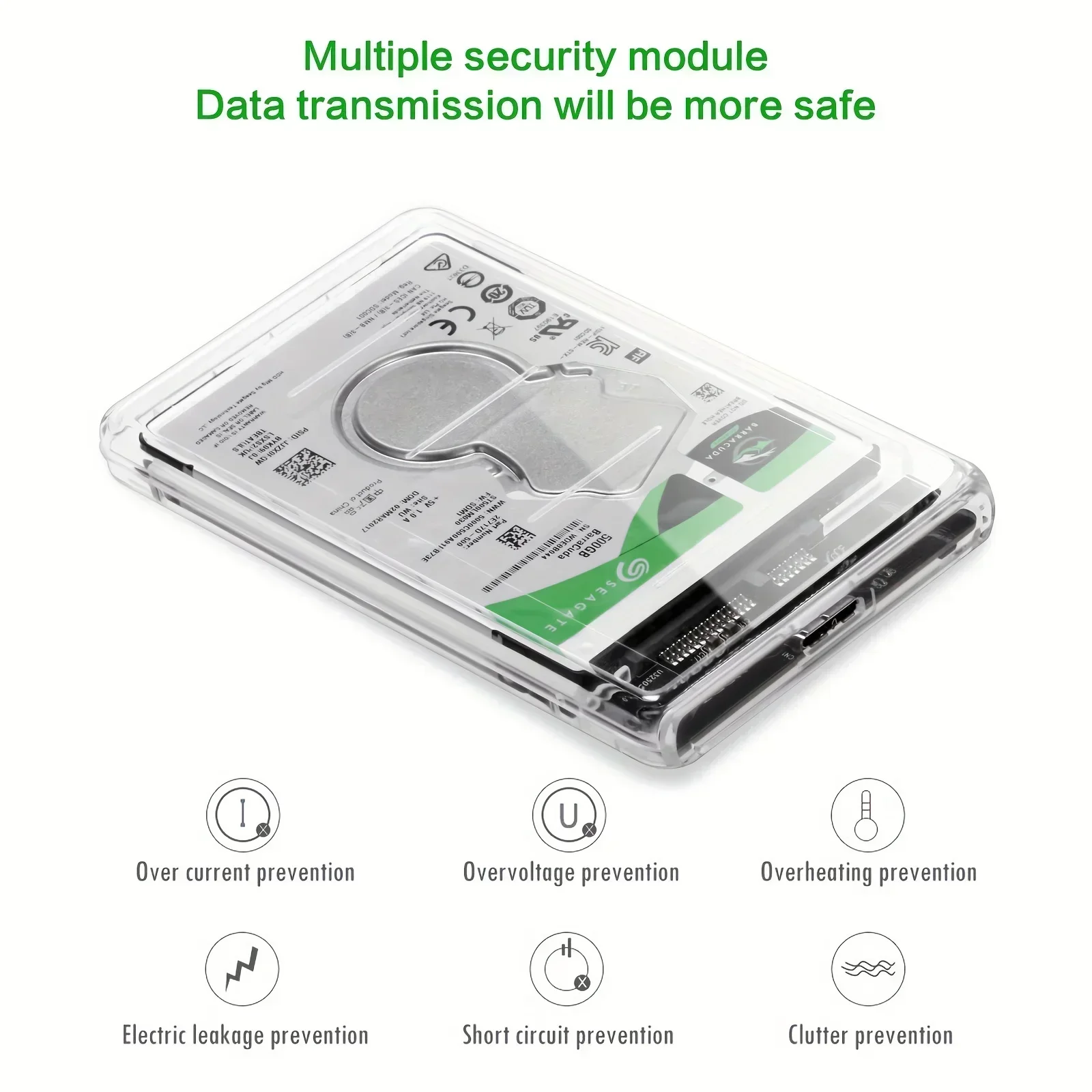2.5 Inch Transparent HDD Enclosure Case SATA to USB 2.0 Type-C Adapter Portable External SSD Hard Drive Box Tool-Free view 4