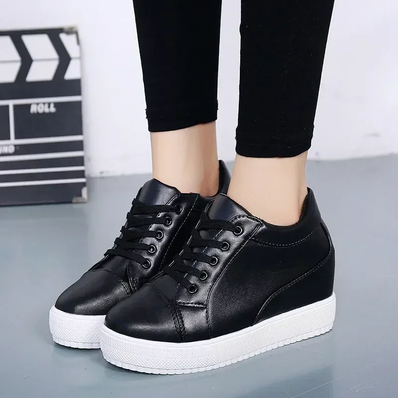 New White Hidden Wedge Heels Sneakers Casual Shoes Woman High Platform Shoes Women\'s High Heels Wedges Shoes for Womenbn