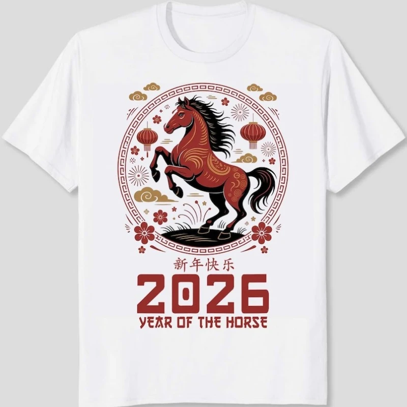 Of The Horse Zodiac Png Lunar New Year Happy Chinese Festive Digital Download Various Printed T-shirt Tops Unisex Crewneck Tee