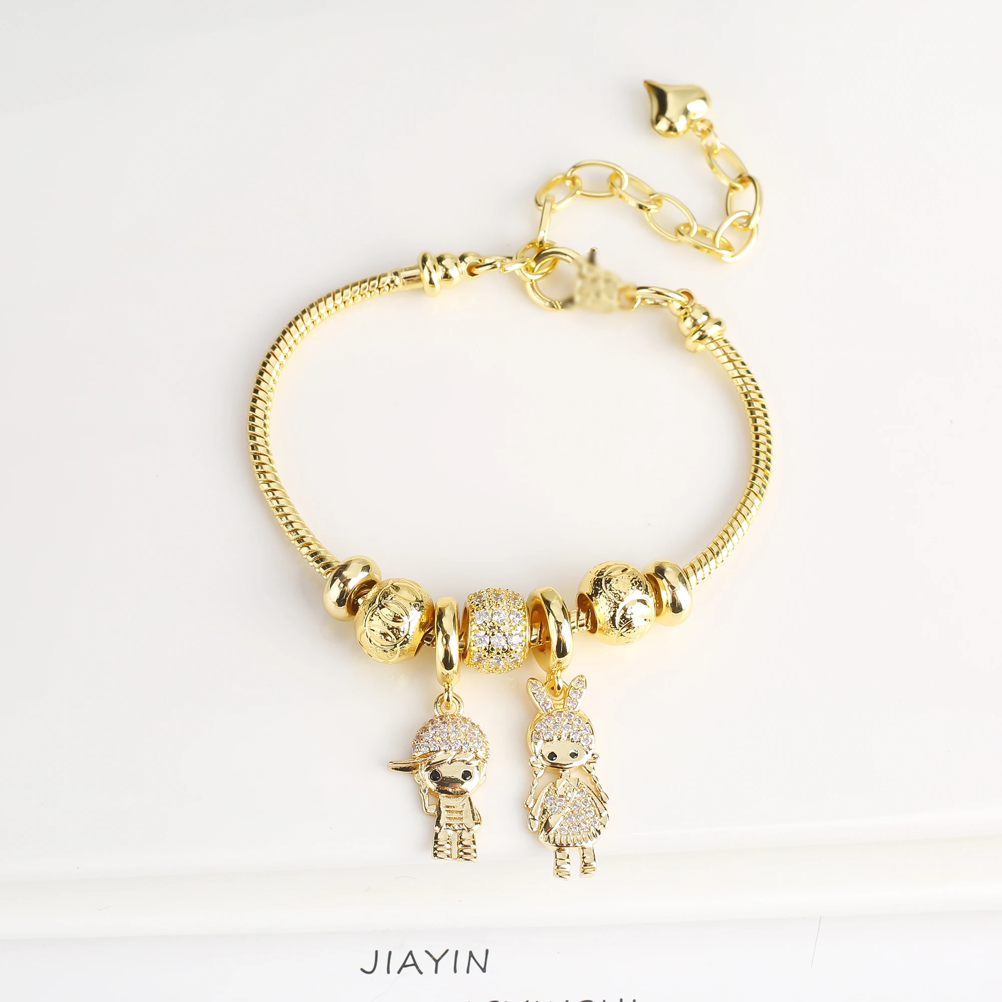 New Popular Boys Girls Character Theme Charms Snake Chain Bracelet For Women Inlaid Shiny Zircon Birthday Party Jewelry Gifts