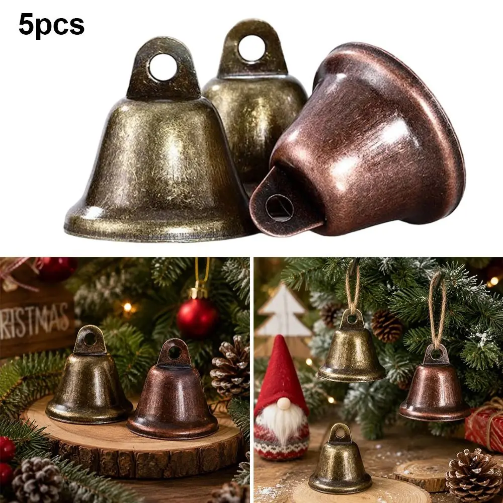 5pcs New Vintage Retro Bell Ornaments 22/26/30/38mm 6Styles Christmas Bells Decoration Rustic Bells for Christmas Tree
