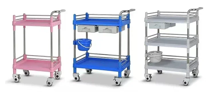 Hospital Trolley With Two Shelves Medical trolley Mobile Multi-function Instrument Trolley