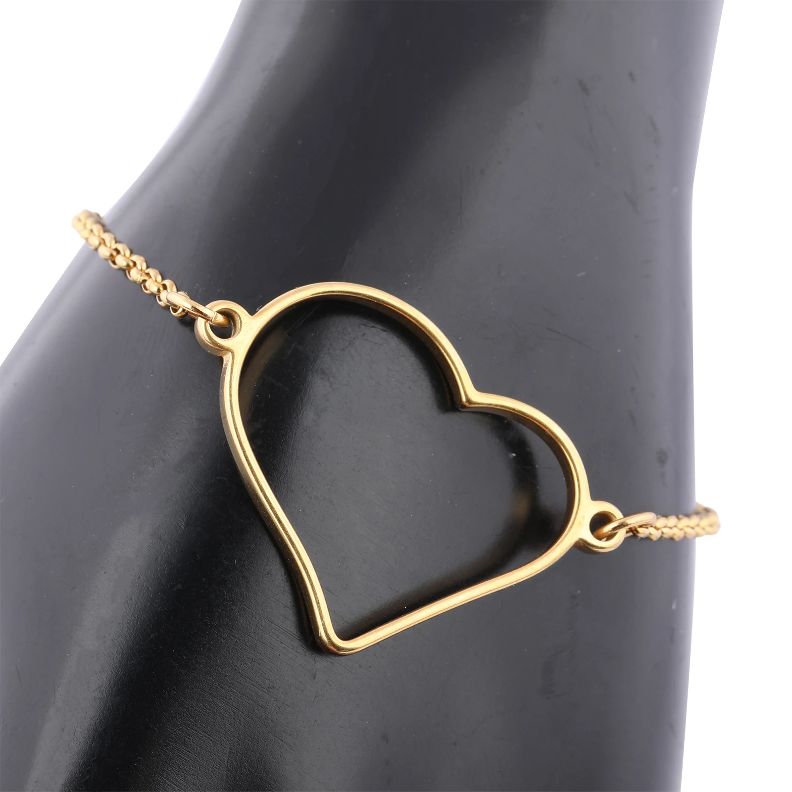 3pcs Stainless Steel Gold Plated Heart Open Bezel Bracelet Connector Frame Blanks For Resin Jewelry Making Supplies view 3