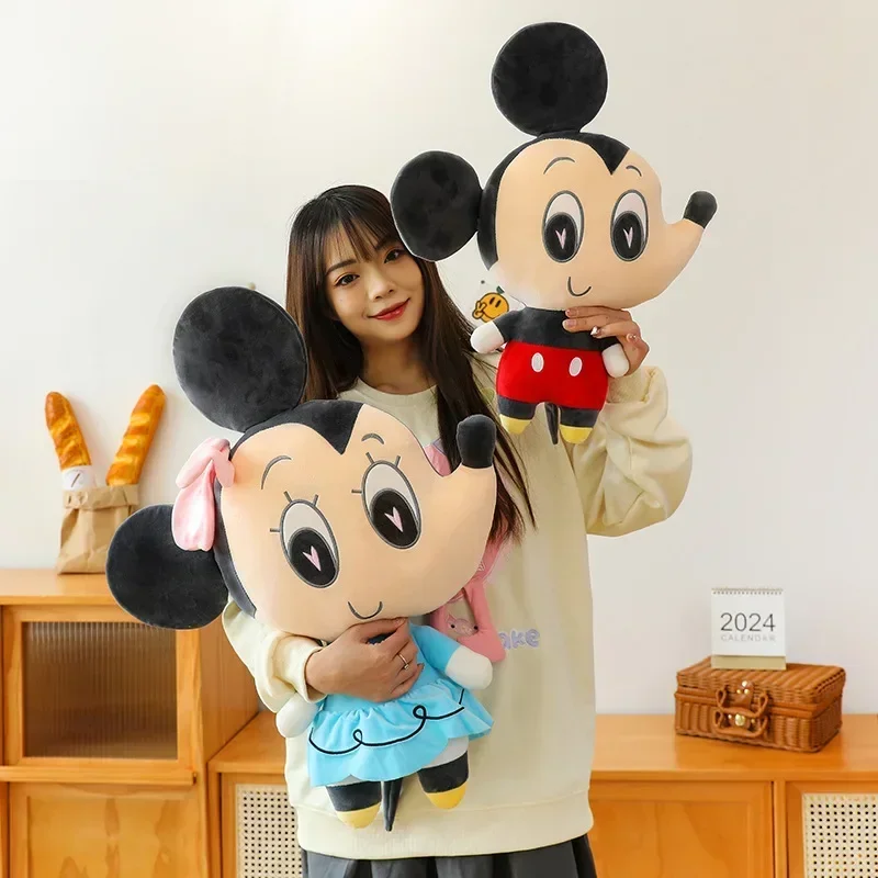 80cm Disney Mickey Mouse Minnie Plush Toys  Doll Anime Cartoon Soft Cute Stuffed  Kawaii Kids Birthday Xmas Gifts