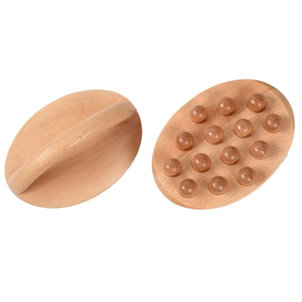 

14 Beads Gua Sha Massage Brush Relaxation Tool Anti Cellulite Wooden Mushroom Massager Slim Down Portable