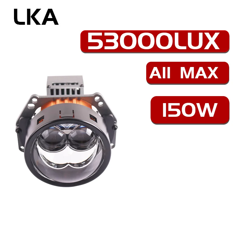 LKA 2pcs 48000LUX Dual Hyperboloid Projector Lens 3 Inch for Headlight Hella 3R G5 5500K Auto Lamp 150W Car Led Lights Retrofit