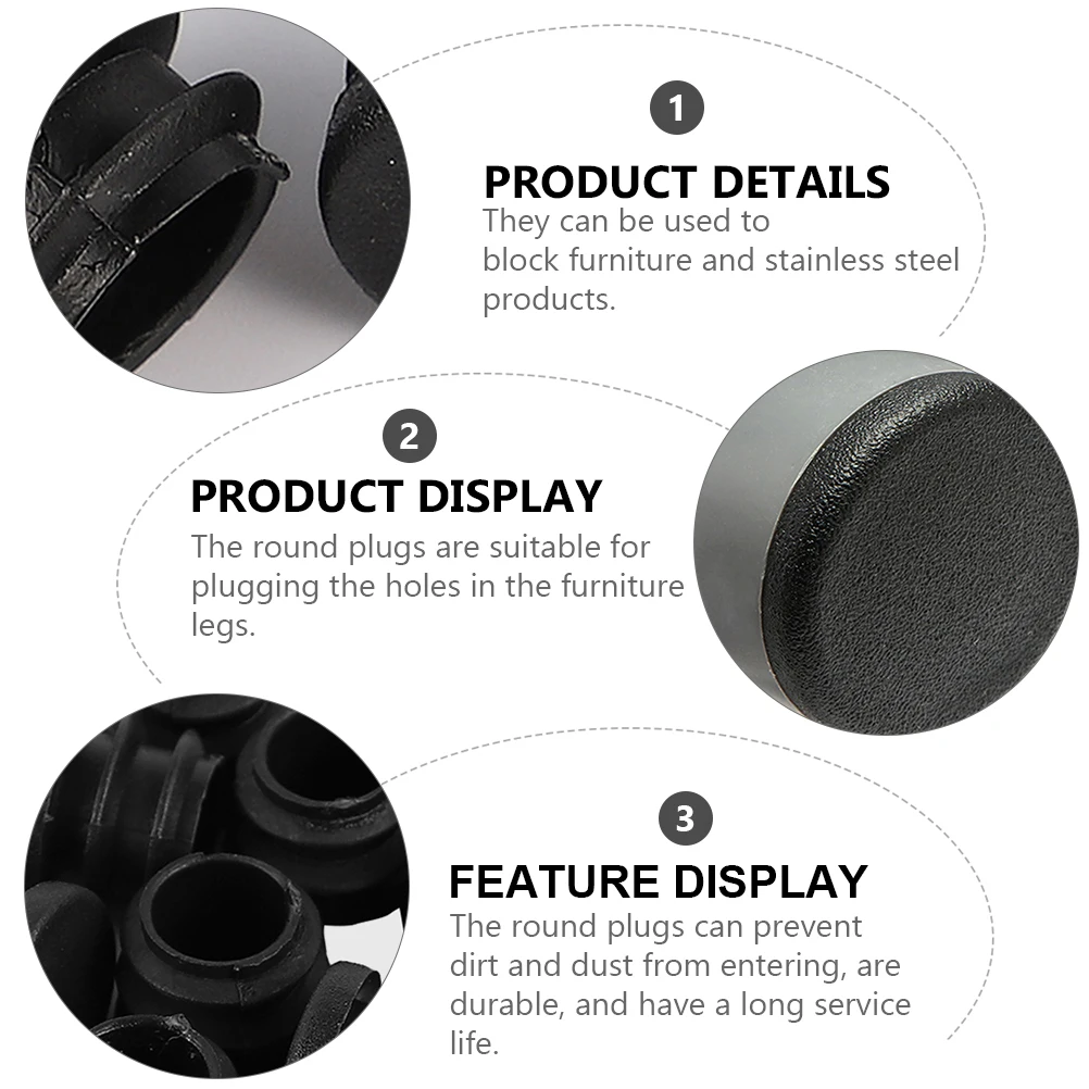 

100pcs Plastic Round Plugs Wear-Resistant Furniture Leg Inserts Plug Caps For Holes In Chairs Tables Tubing Bungs