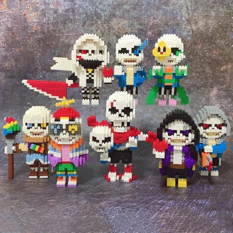 Juego SC Undertale Sans Cross Nightmare Reaper Ink Skeleton, Hero Monster Doll, Mini bloques de diamante DIY, bloques de construcción, juguete sin