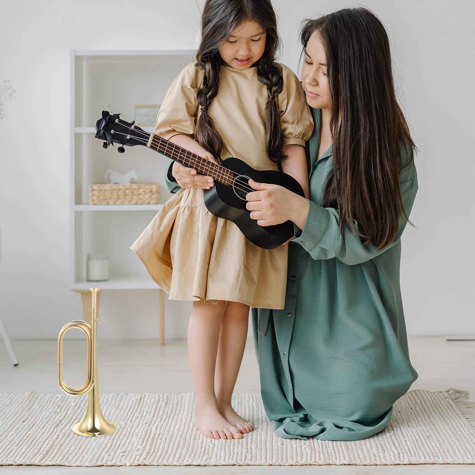 

Copper Bugle Trumpet Trumpet Golden Durable Wind Instrument for School Band Military Orchestra Beginners Use