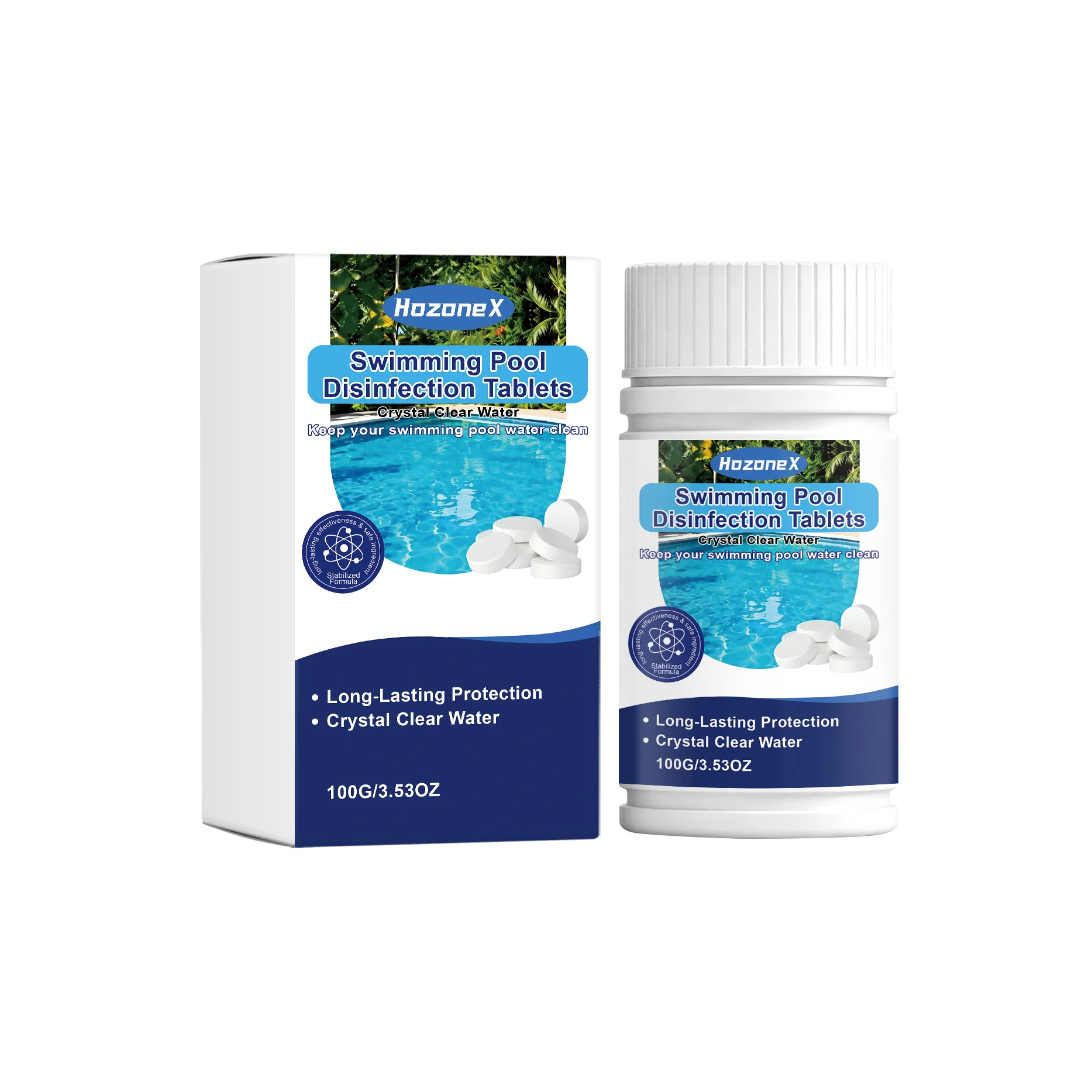 Crystal Pool Cleaning Tablets for Backyard Villa Homeowners Fast Dissolving Scale Remover Water Clarifier Odor Control