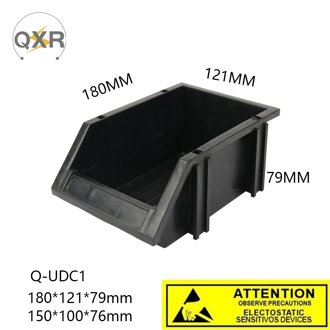 Q-UDC1 Stackable Storage Box ESD Component Plastic Part Bins Anti Static Tool Storage Small Organizer