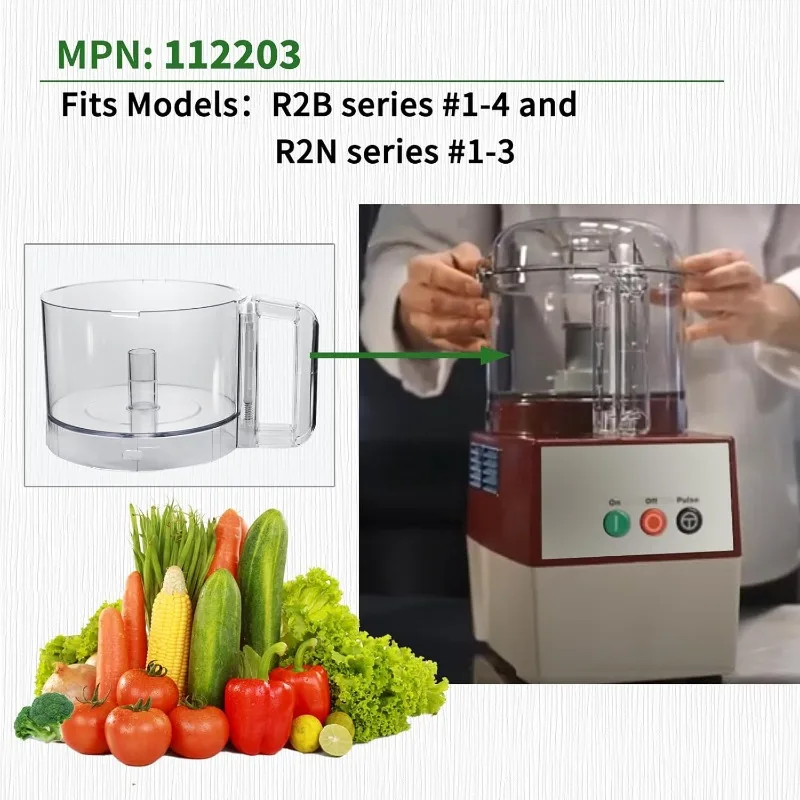 112203 Food Processor 3 Quart Clear Bowl compatible with Robot Coupe R2