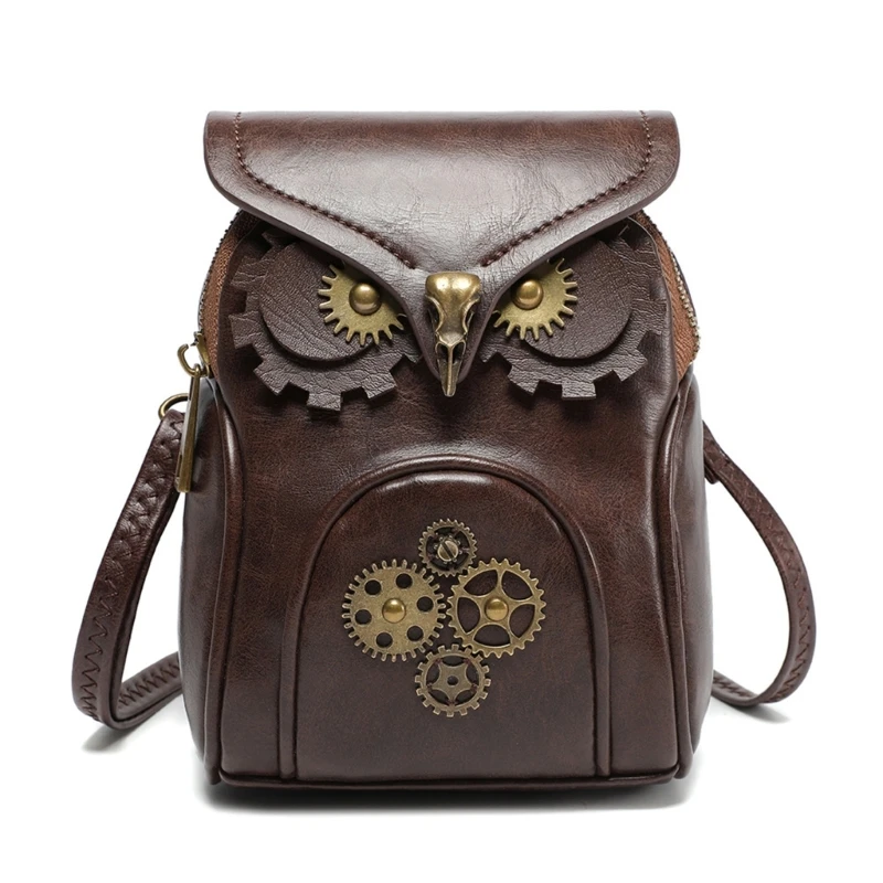 

Womens Cartoon Owl Shoulder Bag Girls PU Leather Crossbody Bag Coin Purse Medieval Bag for Daily Travel