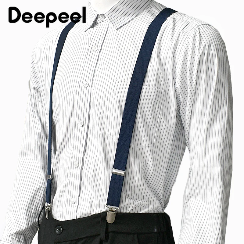 Deepeel 2.5*100 سنتيمتر الرجال الحمالات 4 مقاطع مطاطا ضبط حزام تسخير الكبار رجل الأقواس ل شماعات السراويل حزام رياضي اكسسوارات