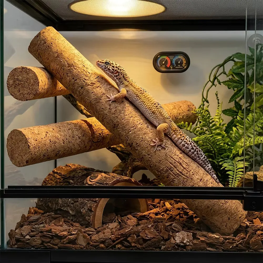 1PC Bendable Cork Wood Log Reptile Climbing Branch, Terrarium Habitat Decor For Leopard Gecko Crested Gecko Snake