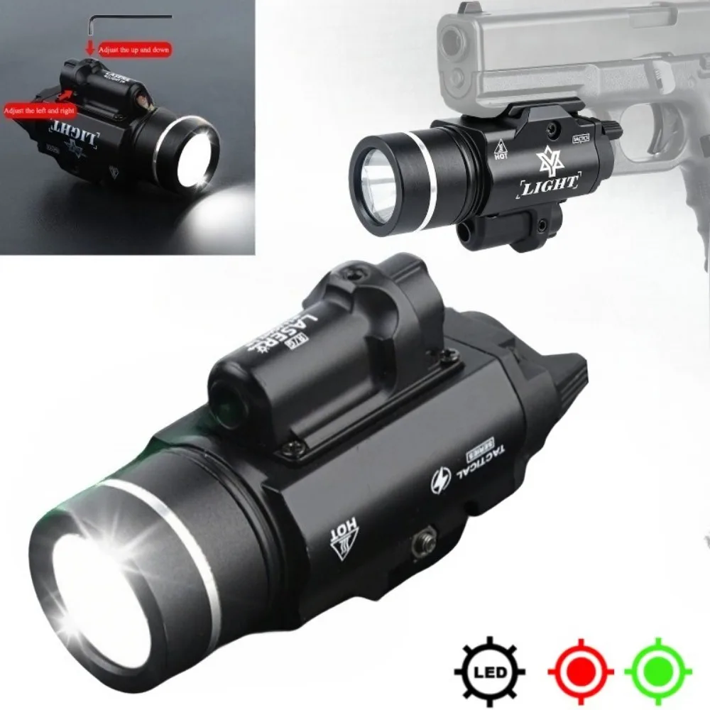 

800Lumen Tactical LED Flashlight Comb Red/Green Dot LED Strobe Gun Light Fit 20mm Rail for Outdoor Hunting Shooting