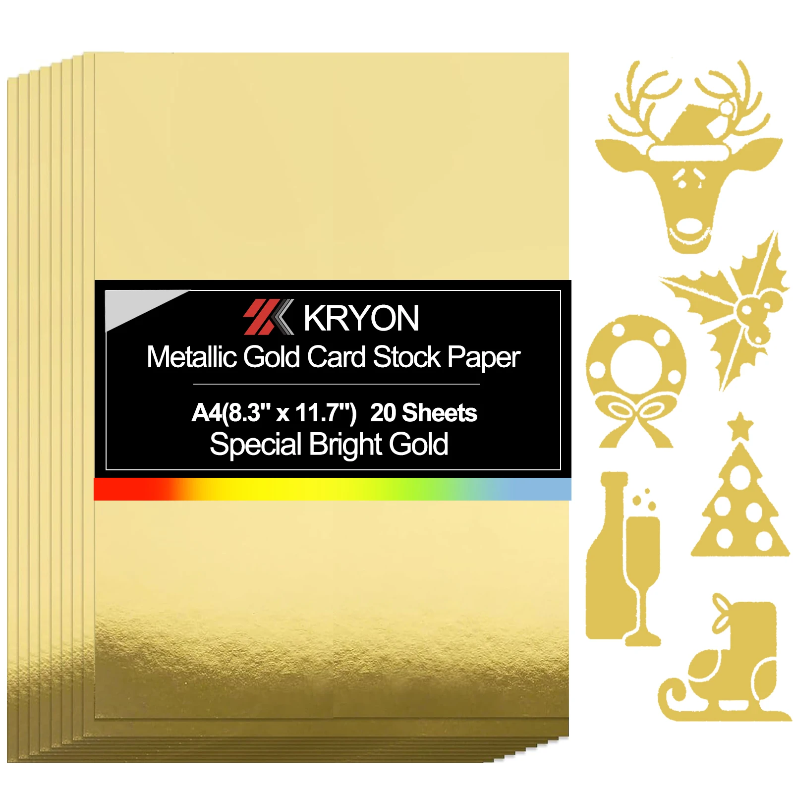 A4 Size 20 Sheets of Metallic Gold Card Stock Paper with High Reflective Mirror, 8.3×11.7 Inch Single-Sided Mirror Polished Car