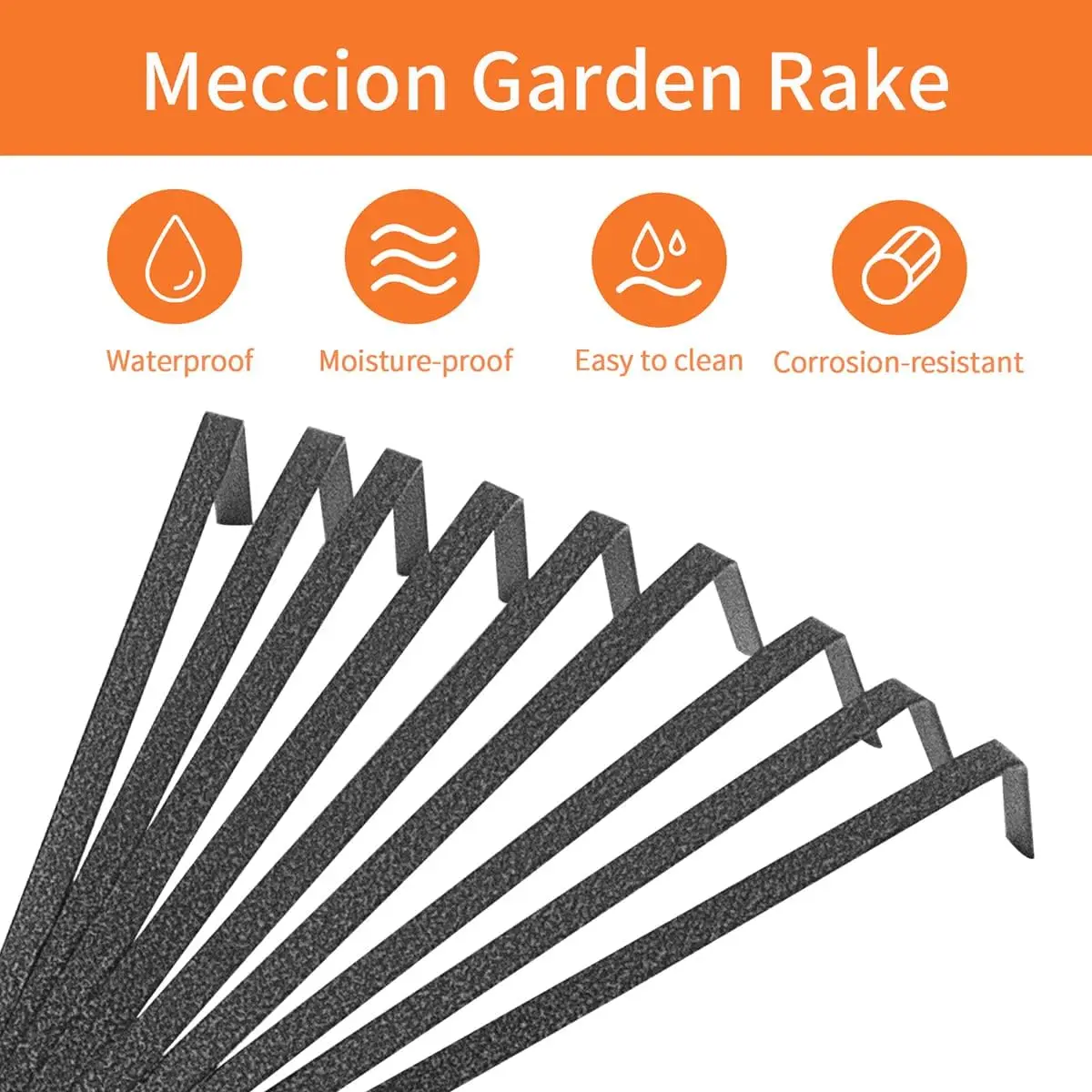 Mini Garden Rake 16 Inch 9  Steel Hand Fan Leaf Rake with Ergonomic Comfort  & Rust Resistant - Professional Gardening Tool