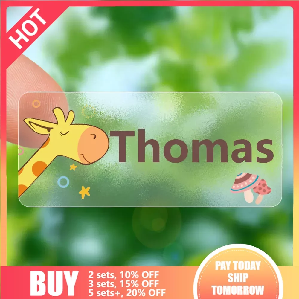 3Size Transparent Custom Name Sticker Waterproof Personal Office Supplies Tag Label Children School Stationery Scrapbook Sticker