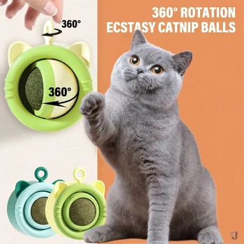 Catnip ธรรมชาติ Cat Wall Stick-on Ball ของเล่น Scratchers Treats สุขภาพธรรมชาติลบลูกส่งเสริมการย่อยอาหารแมวหญ้าขนมขบเคี้ยว