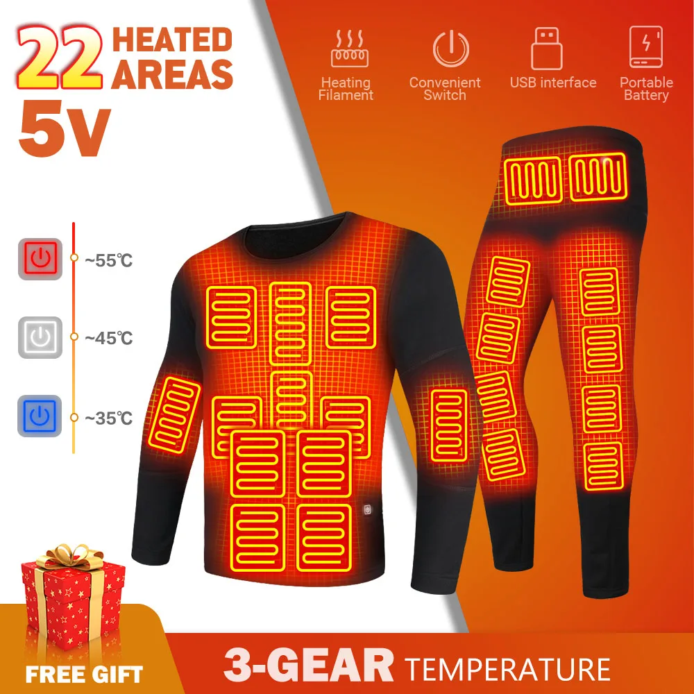 Heated Underwear Thermal Underwear Men Heating Motorcycle Jacket USB Electric Heating Thermal Underwear Winter Heated Clothing