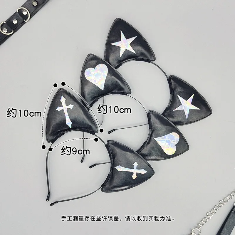 Lolita สัตว์แมวฟ็อกซ์หูผม Hoops คอสเพลย์ Gothic CROSS Dark สไตล์ Hairband สาวฮาโลวีนอะนิเมะ Headbands Headwear